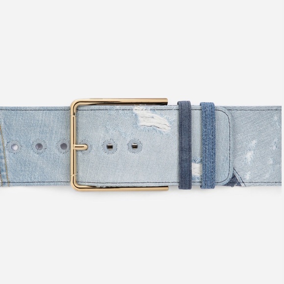 Auth DOLCE&GABBANA Patchwork Denim/Jeans Belt - Picture 5 of 6